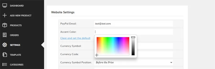 php cart script changing the accent color
