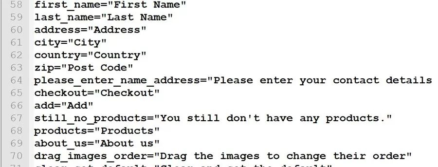 php cart script language file
