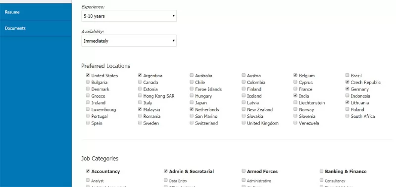 cv jobseekers script php setting the job preferences