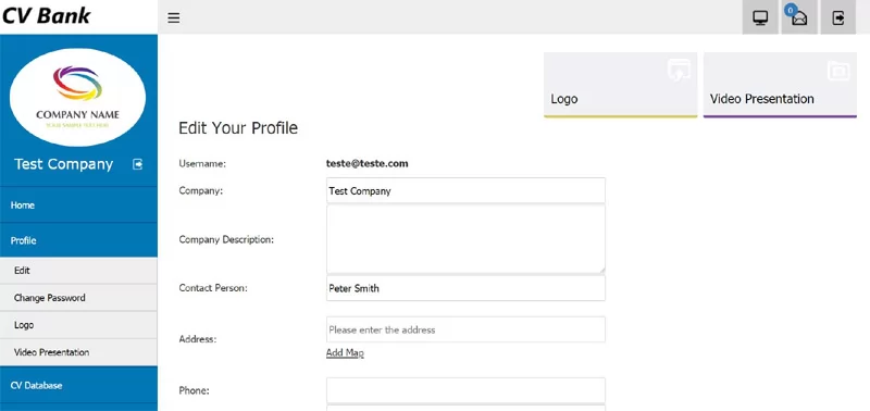 cv jobseekers script php editing the company information from the employer's administration panel