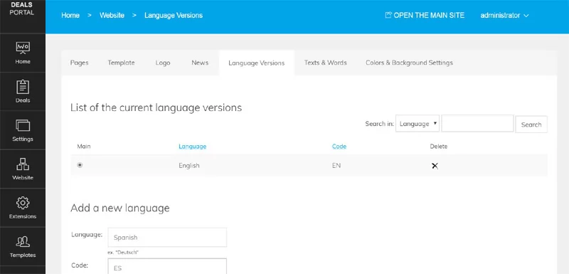 deals php script adding new languages