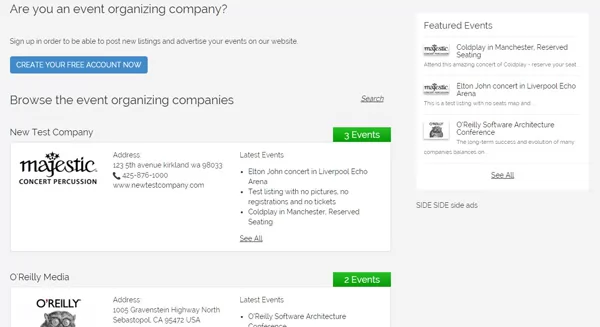 events script php browse the event organizing companies
