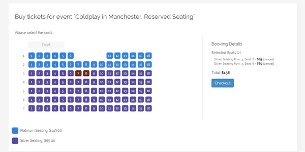 Reserving seats using the seat map events script php