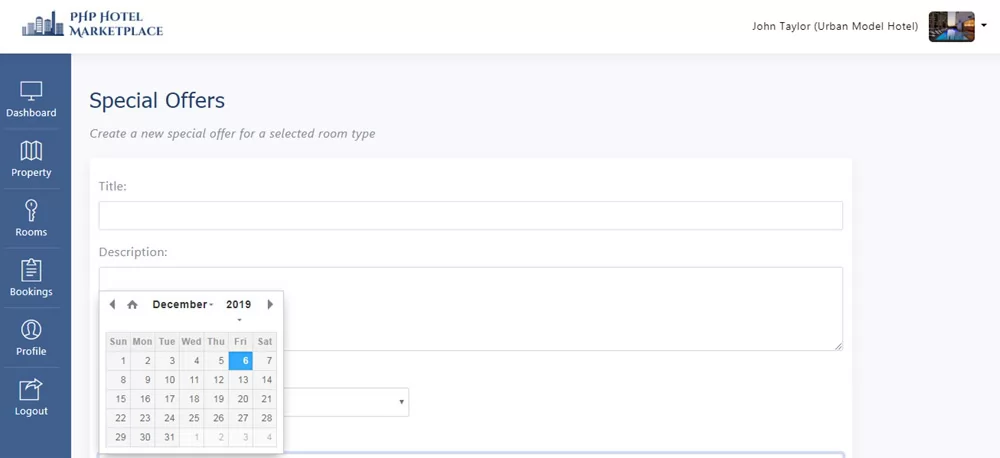 php hotel marketplace script adding special offers
