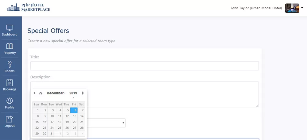 php hotel marketplace script Adding special offers