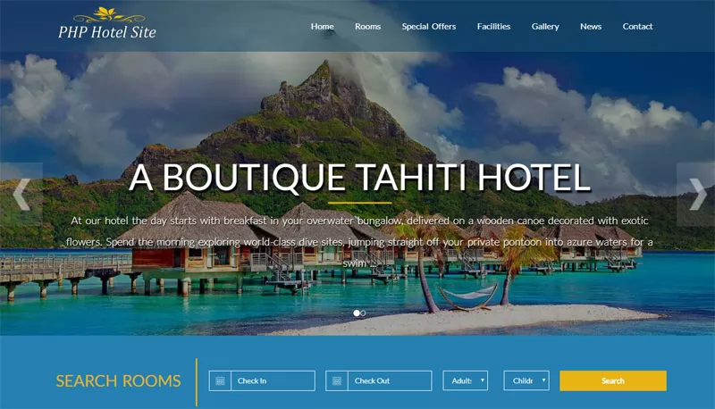 php sitio de hotel script,  gestión de habitaciones de hotel