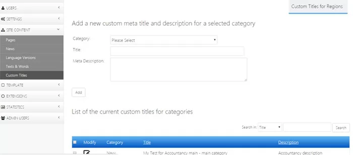 custom seo titles meta tags job software New SEO functionality to enter custom titles and meta tags for the job categories or locations