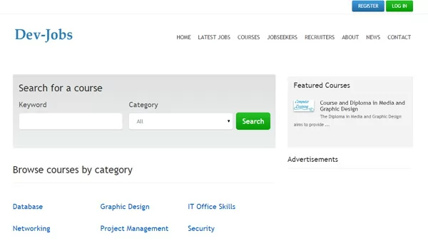 jobs New courses functionality New courses functionality
