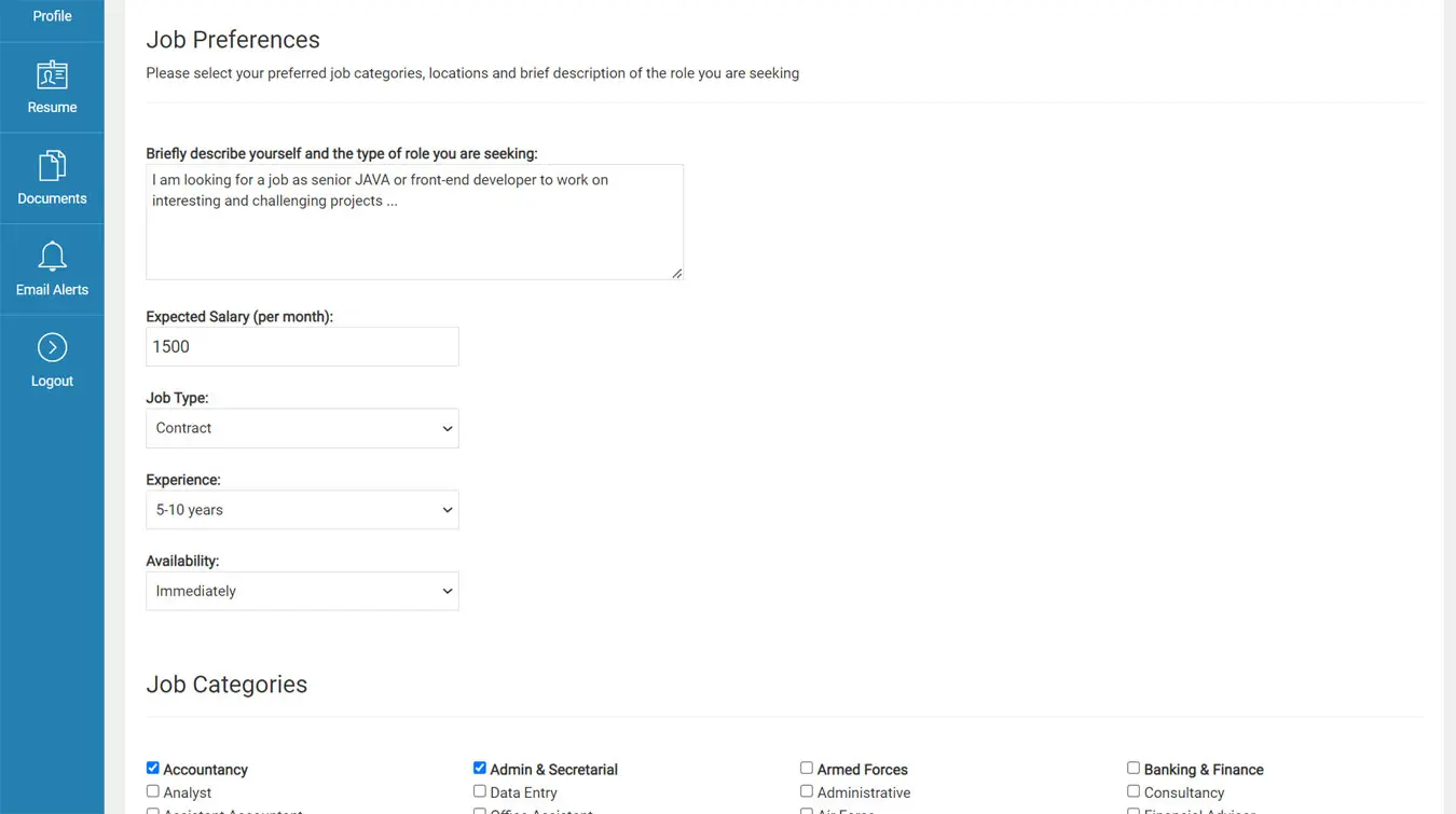 php job script setting the job preferences