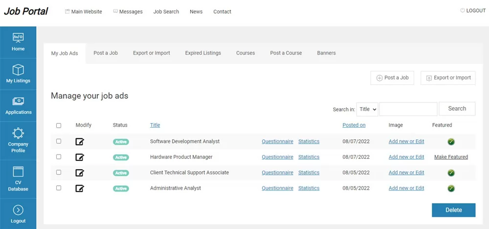 php job script Different functional improvements