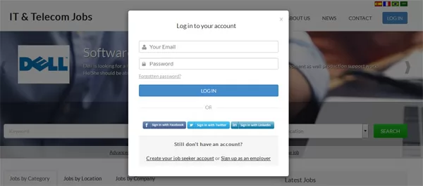 jobs board new responsive log in form New log in from