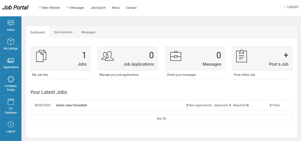 php job script employers administration panel