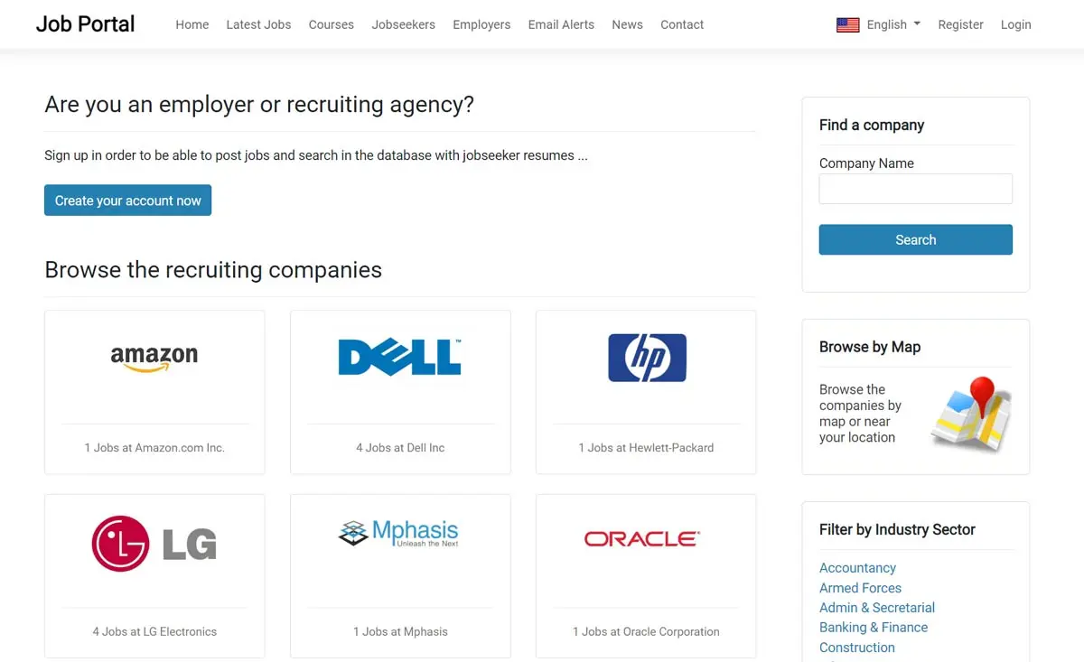 php job script directory of the recruiting companies on the website