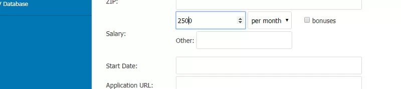 php job script Salary Field