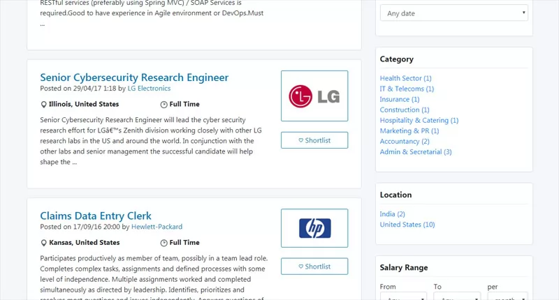 php job script New Layout of the Middle Result and Job Filters