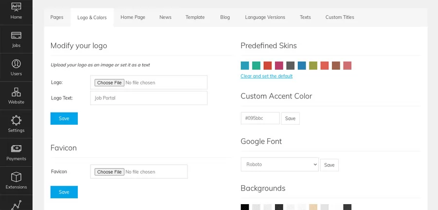 php job script SVG support for the website logo and favicon upload feature