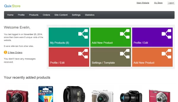 php mall script home page of the vendors admin panel