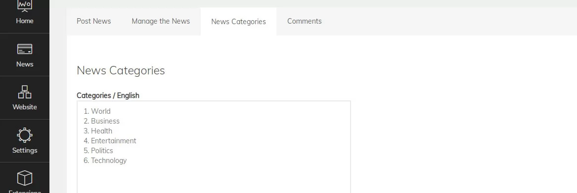 php news script changing the news categories