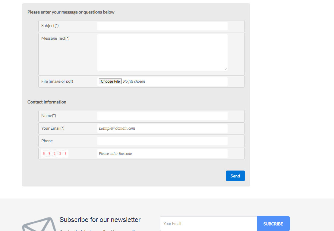 php news script el formulario de contacto en el sitio principal