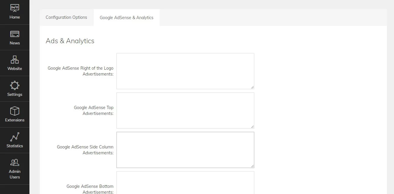 php news script google adsense and analytics
