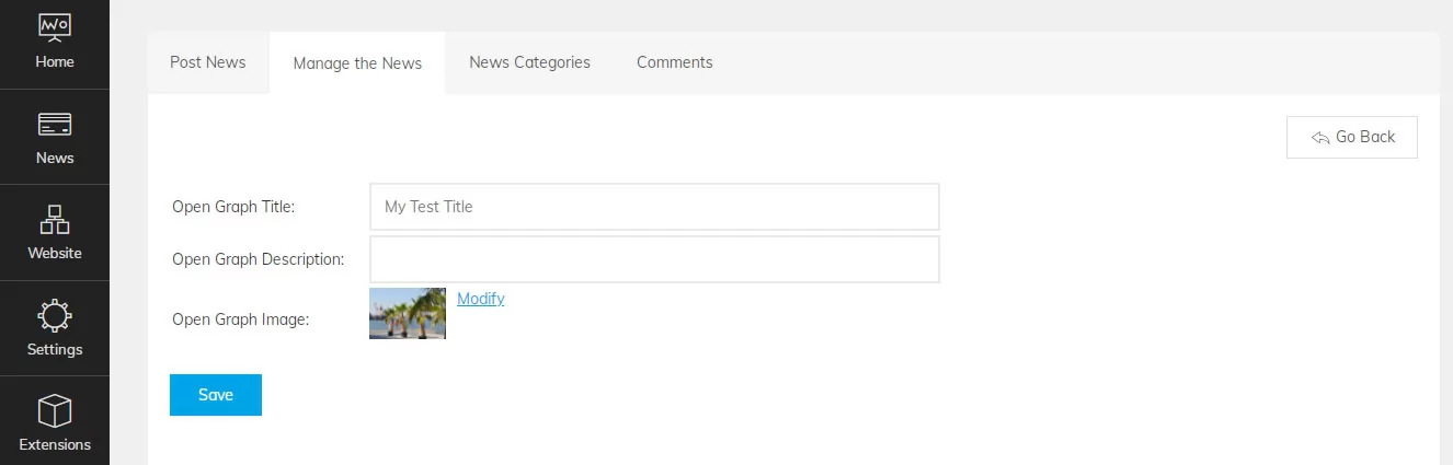 php news script setting custom open graph tags