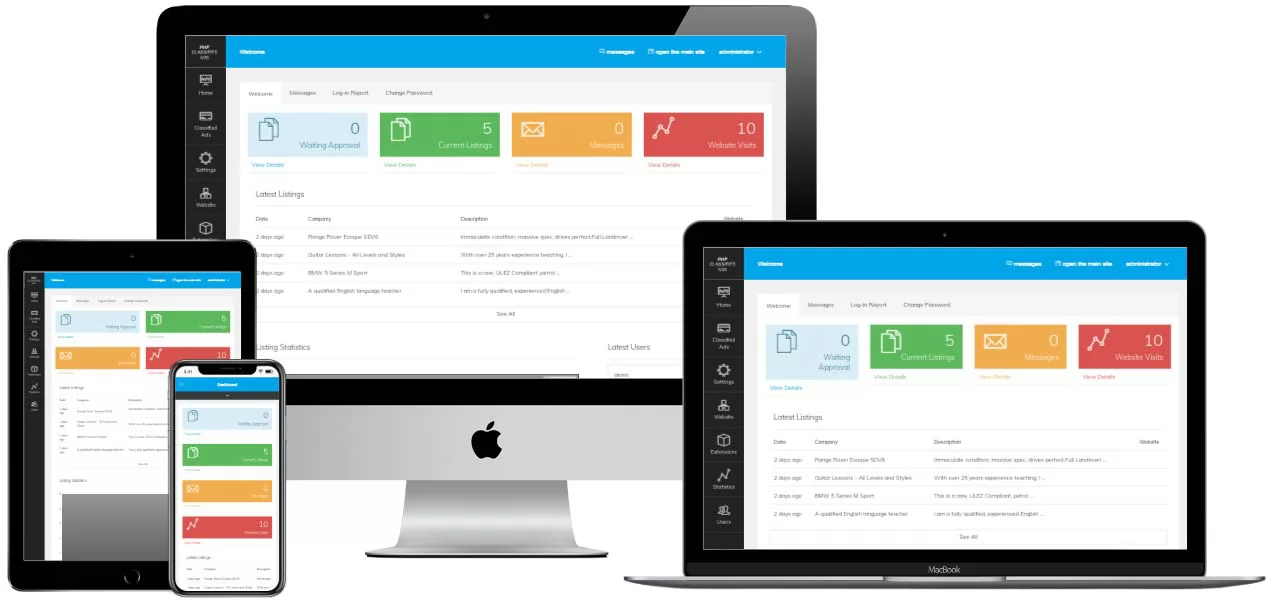 PHP Classified Ads admin panel