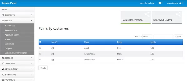 php store script customer loyalty program