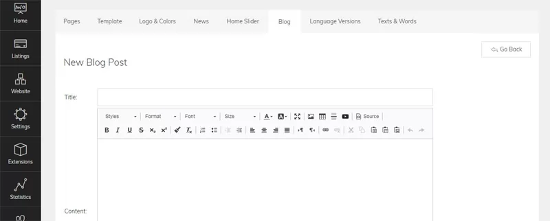 Blog functionality
