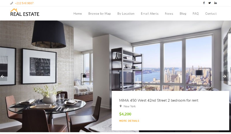 demonstração de template para site imobiliário