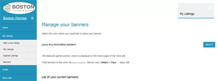 php real estate script adding banners