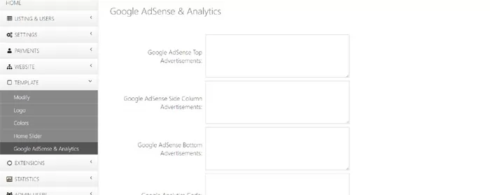 php real estate script adding google adsense advertisements or google analytics code