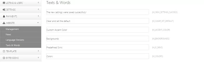 php real estate script New improved functionality to edit the interface texts and words