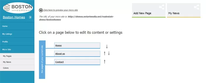 php real estate script editing the pages of the agent's microsite