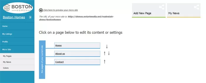 php real estate script Editing the pages of the agent's microsite