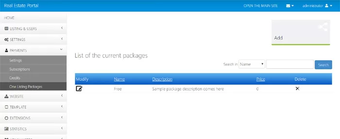 php real estate script manage the one listing packages for the private sellers