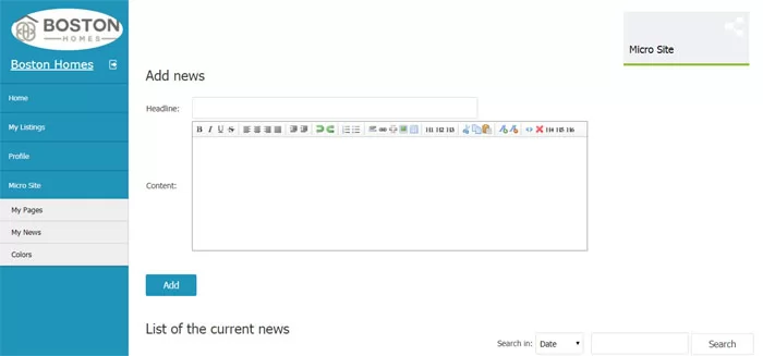 php real estate script Posting news on the microsite