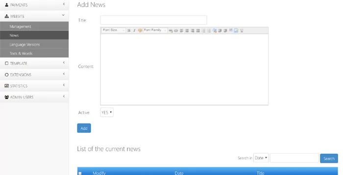 php real estate script posting news from the admin panel
