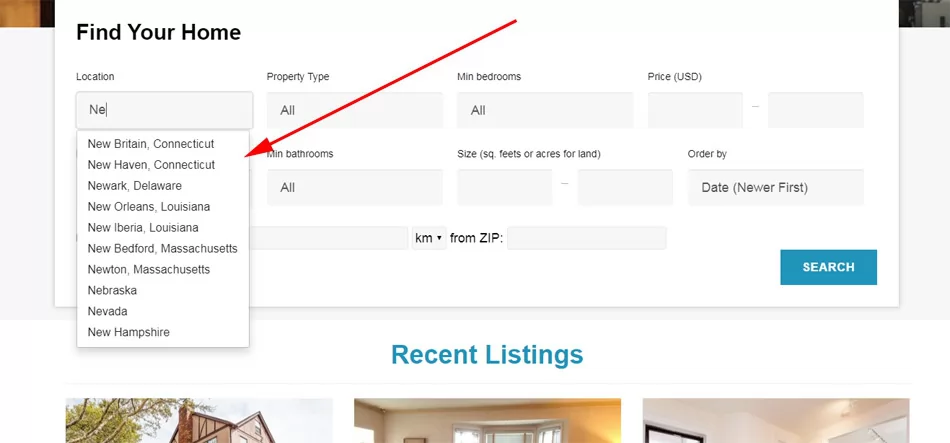 php real estate script Suggestions for the locations search