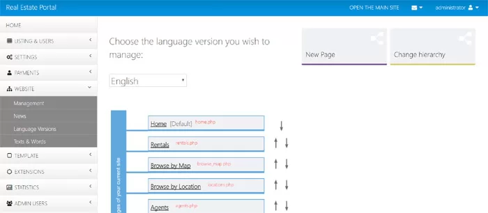Front - site pages management php real estate script