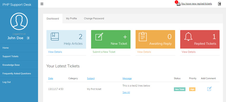 PHP Help Desk Admin Panel