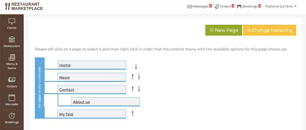 PHP Restaurant Marketplace Script managing the restaurant microsite page