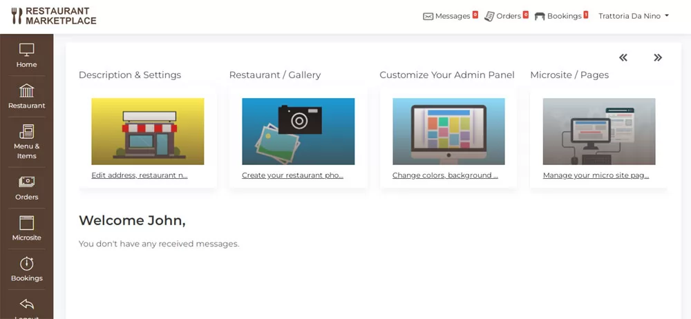 PHP Restaurant Marketplace Script restaurant owner admin panel dashboard