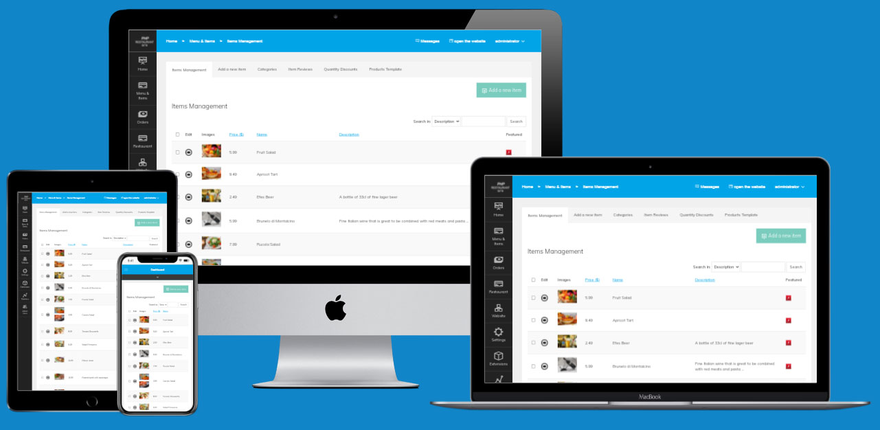 php restaurant site script food ordering cms php features