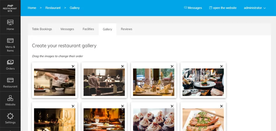 Creating a restaurant gallery php restaurant site script