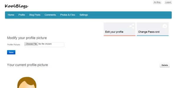 php video blog vlog script setting a profile picture