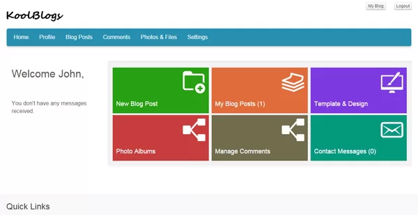 php video blog vlog script dashboard of the users admin panel