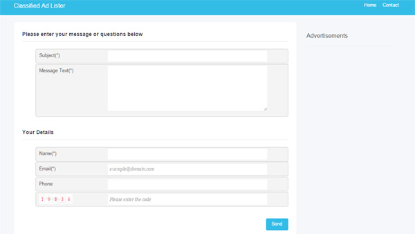 contact form classified ads script