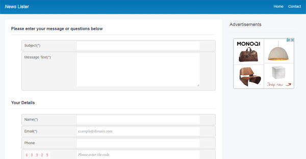 contact form classified ads free script