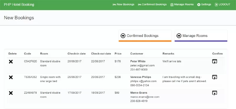 nosql php hotel booking script back end