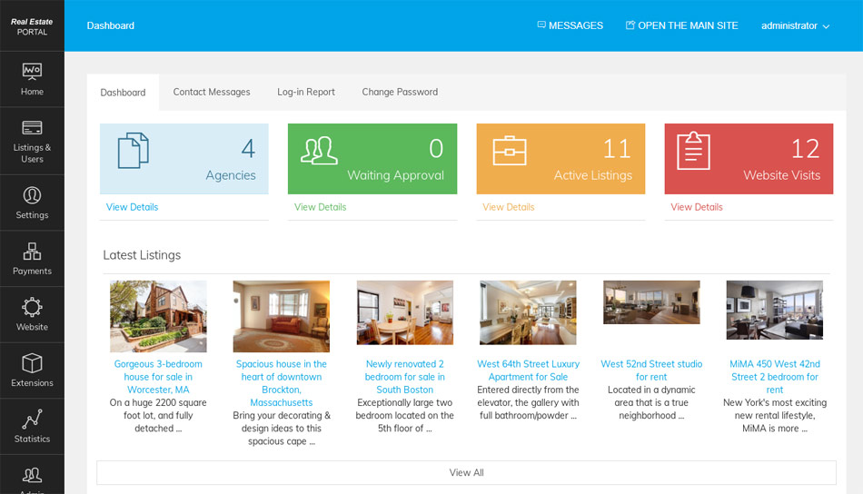 Real Estate Portal administration panel